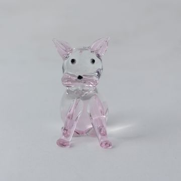 Crystal Glass Cute Lying Cat Purple White Background