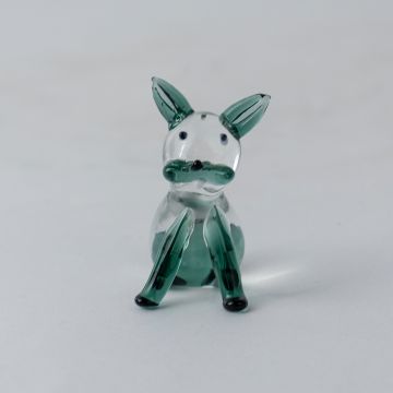 Crystal Glass Cute Lying Cat Blue White Background