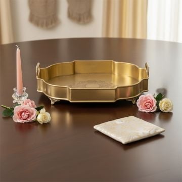 patika brass tray for dinnig room lifestyle
