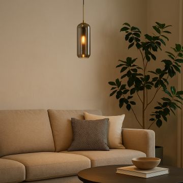 Modern Loft Smoky Grey Glass Hanging Pendant Light Lifestyle