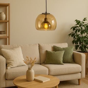 Modern Hanging Pendant Light Amber Lifestyle 2