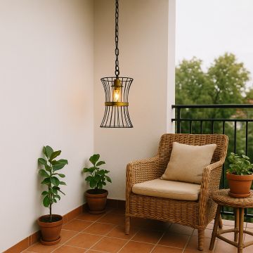 Industrial Black Metal Hanging Lamp Lifestyle