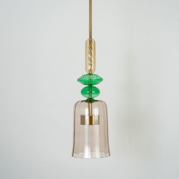 Candy Color Modern Pendant Light  Blue Yellow Green Light off White Background