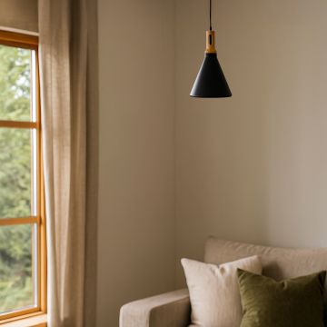 olov black wood top scandinavian style pendant light main lifestyle