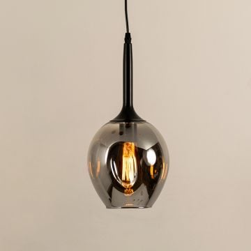 Dimple Glass Pendant Light Smoky Light On White Background