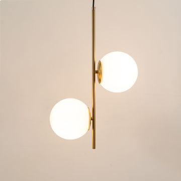 Milk Glass Orb Pendant Light Light On White Background