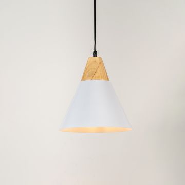 Cone Pendant Light - White Light On White Background