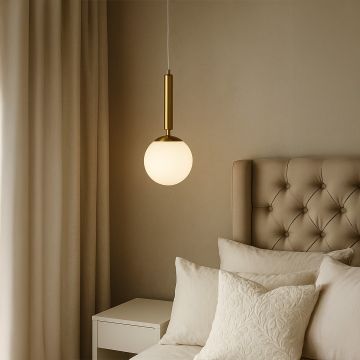 Frosted Sphere Pendant Light Gold Main Lifestyle