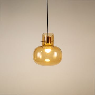 Pop Petite Hanging Light - Amber Light on white background
