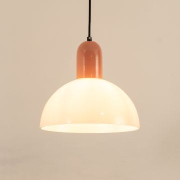 Sidnie White Pendant Light Pink Light On White Background