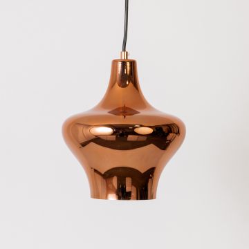 Abigail Glass Hanging Light Rose Gold Light off White Background
