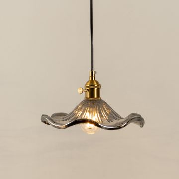 Jasmine Modern Petal Style Glass Hanging Light Chrome Light On White Background