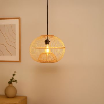 globular handwoven bamboo lamp main lifestyle