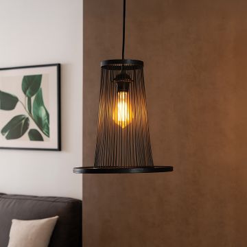 oval topped bamboo pendant black main lifestyle