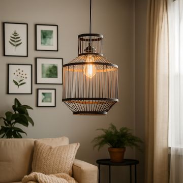 woven stripe cylinder pendant lamp main lifestyle