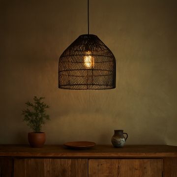 rattan crossed cane hanging lamp main lifestyle