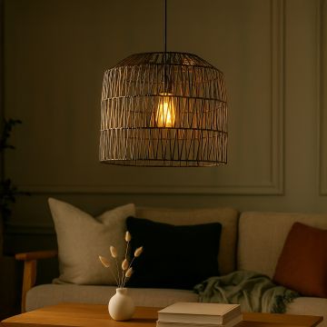 handwoven zigzag jute pendant lamp main lifestyle