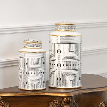 Maze Decorative Ceramic Temple   Ginger Jar Small Grouped