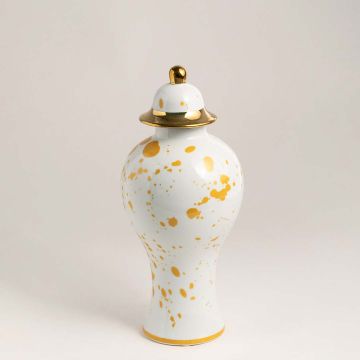 Vintage Oriental White Ceramic Jar Small White Background