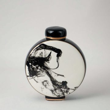 Vintage look White Ceramic Jar White Background