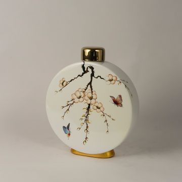 Ceramic Jar Magpie Pattern Small Side Angle