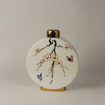 Ceramic Jar Magpie Pattern Large White Background 1