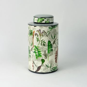 Green Ceramic Jar with Lid - Large White Background