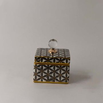 Square Ceramic Jar Small White Background 1