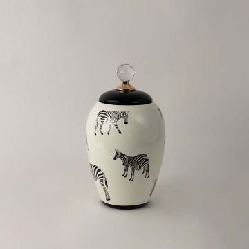 Glam Zebra Ceramic Ginger Jar Small White Background 1