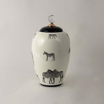 Glam Zebra Ceramic Ginger Jar Large White Background 1