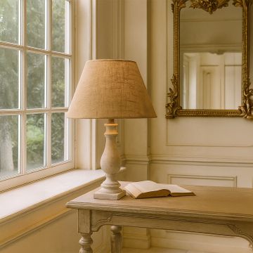 linen fabric barrel lamp shade beige main lifestyle