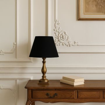 linen fabric barrel lamp shade black main lifestyle