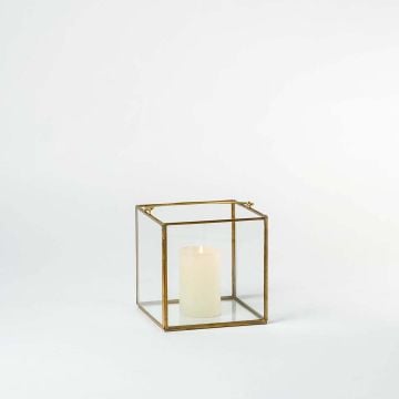 De Flores Modern Square Glass Candle Holder Small Light On White Background