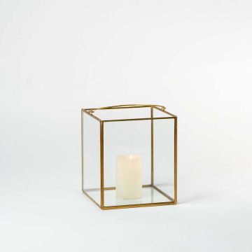 De Flores Modern Square Glass Candle Holder Medium Light On White Background