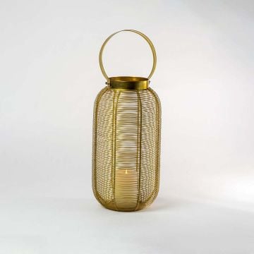 Gold Constellation Stainless Steel Wired Tealight Lantern Medium Light On White Background