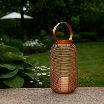 rose gold constellation stainless steel wired tealight lantern medium main lifestyle