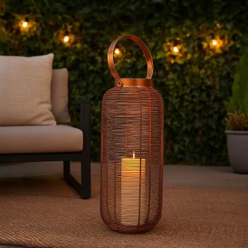 rose gold constellation stainless steel wired tealight lantern large main lifestyle