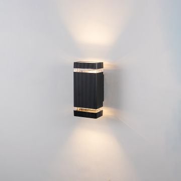 Up-Down Outdoor Wall Light - Black Light On White Background