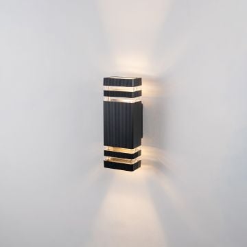 Dual Up & Down Wall Light - Black Light On White Background