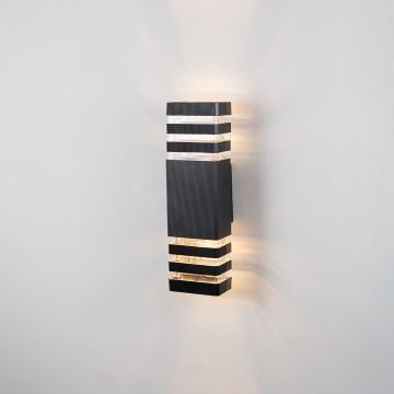 Glass Up & Down Wall Light - Black Light On White Background