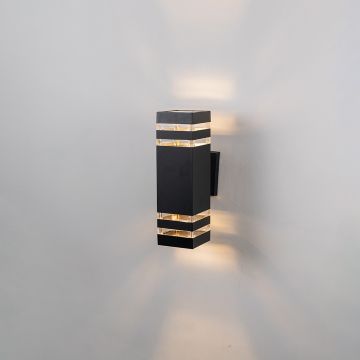 Dual Outdoor Wall Light Black Light On White Background