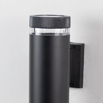Cylindrical Dual Outdoor Wall Light Black Closeup
