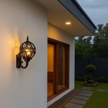 serenara outdoor wall light black main lifestyle