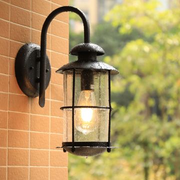 Lima Open Outdoor Wall Light Black Main Lifestyle