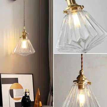Petalos Modern Style Ribbed Clear Glass Hanging Light Collage