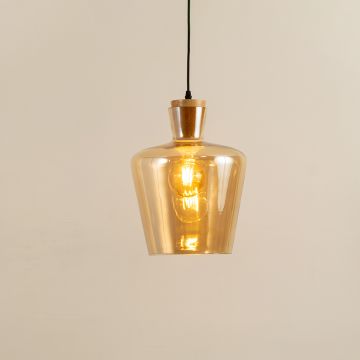 Mid Century Style Flip Glass Shade Pendant Light Light On White Background