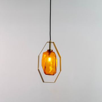 Modern Crystal Rock Style Glass Pendant Lamp Light On White Background
