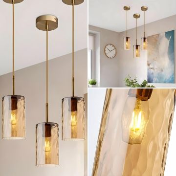 Nordic Water Ripple Colored Glass Cylindrical Pendant Light Collage