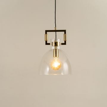 Aspen Clear Glass Hanging Pendant Lamp Dome Shade Light On White Background
