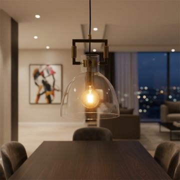 aspen clear glass hanging pendant lamp dome shade main lifestyle